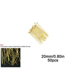 50pcs/Set Golden T-Shape Flattened Head Pins Looped Eye Pins, 316 Stainless Steel Bendable For DIY Jewelry Making,Bracelet, Necklace, Earring Craft Supplies, Size: 20/30/40mm - Gold - View 13