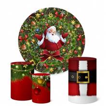 Trio de Capas Cilíndricas + Painel Redondo 1,50m, Festas, Aniversários, Natal - K1NAT049 - Visão 1