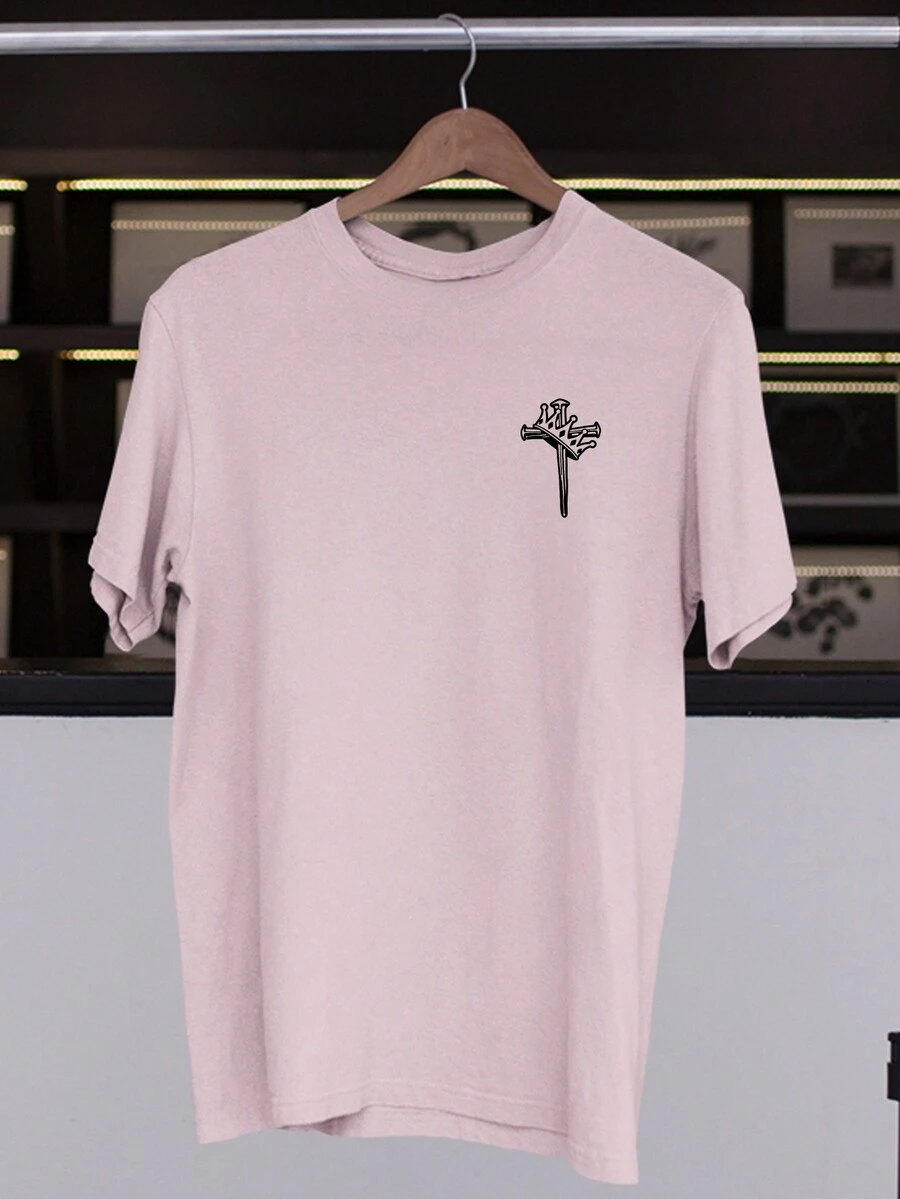 Cross With Crown Jesus Religious T-Shirt Various Colors 100% Cotton - 粉色 - 查看 1