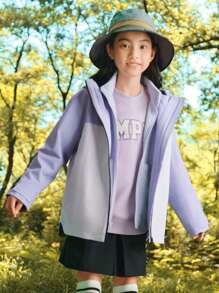 Balabala Girls' Hooded Jacket Set Stylish Spring 2024 Outerwear - Purple - View 1