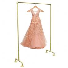 YUNRUX Coat Rack Metal Tube 150x110x40cm Heavy-Duty Gold Clothes Rack With Shoe Rack, Wardrobe Clothes Rail Freestanding Wardrobe Gold-White Clothes Rack - Gold - View 1