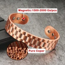 Pure Copper Magnetic Bracelets For Men Women Adjustable 15.5mm Wide Cuff Bangles Vintage Health Energy Magnet Jewelry