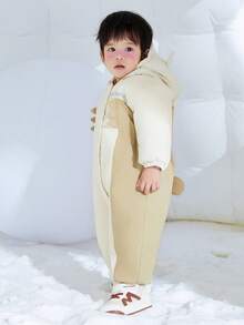 mini bala Baby Down Romper Winter Warm Cozy - Light Khaki - View 2