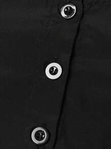 ZANZEA Women Round Neck Buttons Pleated Long Sleeve Tunic Swing Loose Kaftan Casual Party Long Dress - 黑色 - 查看 7