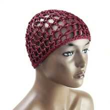 1个超透气网状钩编发网，时尚简约设计，手工钩编，夜间佩戴舒适，全头包裹式专业花朵发网袋，多功能日常头巾，女性完美护发方案 - 彩色 - 查看 4