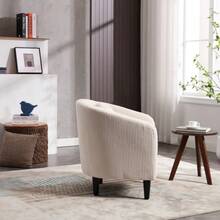 COOLMORE Living Room Accent Barrel Chair, Century Modern Style Decorative Chair, Armchair For Living Room With Thick Cushions And Pillows, Comfy Single Sofa Chair, Chair With Wooden Legs,BLACK - 米色 - 查看 8