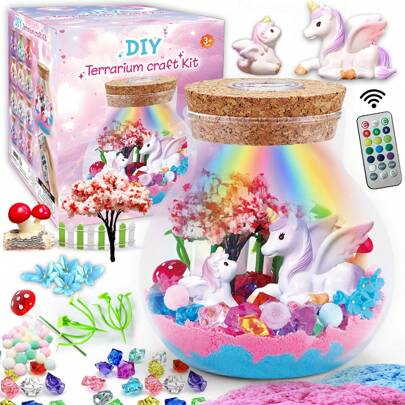 Children Fantasy Pony Crafts Set - LED Night Light Remote Control Bottle, Colorful Birthday Gift Toy For 5-10 Year Old Girls & Boys, Christmas Gift (Random Color & Style Of Small Accessories),Jewelry Box Girls,Gift Box For Girls,Dinosaur Remote Control