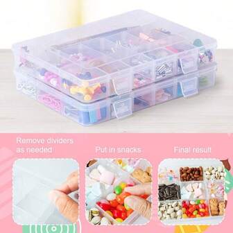 3-24PCS Storage Box With 18 Removable Grids Compartments Snackle Trays Organizer SETS For Travel Container