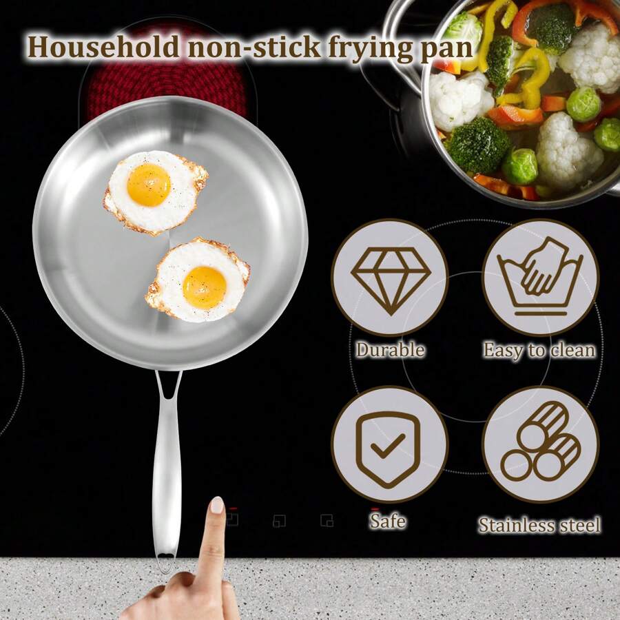 Poêle en acier inoxydable, ustensiles de cuisine polyvalents et professionnels, sûre et à