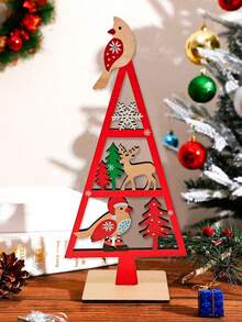 1 pieza Decoración de mesa de madera navideña: Adornos navideños con diseños de árbol de Navidad, Papá Noel, muñeco de nieve y renos, perfectos para la decoración del hogar, decoración de la repisa de la chimenea y decoraciones de fiesta de Navidad - Multicolor - Ver 7