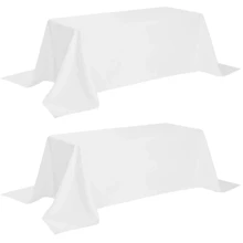 2 Pack Classic White Tablecloth 90x132 Inch White Table Clothes For 6 Foot Rectangle Tables 200 GSM Stain And Wrinkle Resistant Washable Fabric - White - View 1