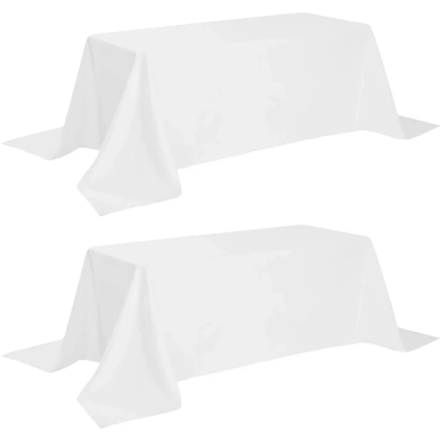 2 Pack Classic White Tablecloth 90x132 Inch White Table Clothes For 6 Foot Rectangle Tables 200 GSM Stain And Wrinkle Resistant Washable Fabric - White - View 1