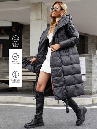 HaiLuoZi Zip Up Hooded Padded Coat For Winter