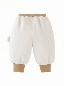 mini bala Boys Girls Fleece Long Pants Autumn Winter Stylish Casual Trousers - Light Khaki - View 5