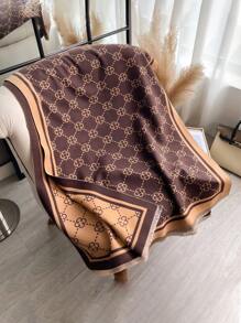 1 pieza Bufanda de cachemira sintética con estampado de trébol de cuatro hojas, elegante y minimalista, versátil para el atuendo diario de la mujer, accesorio de moda y para protegerse del aire acondicionado - Multicolor - Ver 5