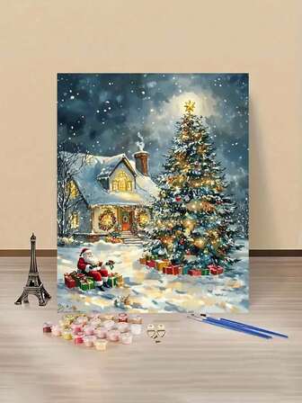 Pintura digital de Navidad nocturna: Enciende la vida creativa, representa un mundo colorido. Pintura digital DIY, comienza tu viaje artístico. Es la mezcla perfecta de creatividad y diversión.