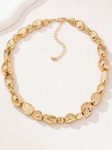 Exaggerated Asymmetrical Pearl Combination Necklace, Delicate Design Choker Necklace - Silver - View 6