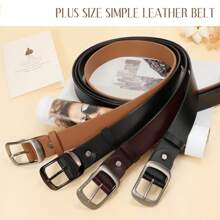 1pc Plus Size Women's Simple Solid Color Faux Leather Belt With Silver Buckle, Suitable For Matching Various Types Of Pants Casual Summer, School