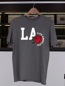 Los Angeles LA Swag Tumblr Streetwear Pink Stylish Skate Skater T-Shirt Various Colors - Màu xám đen - Xem 2