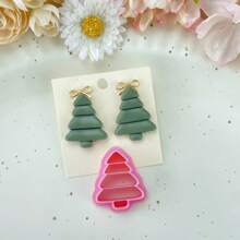 1 cái/4 cái Cây thông Noel Cây thông Noel dập nổi Đất sét Polymer ngày lễ Cây thông Noel dập nổi Đinh tán Giáng sinh - Cây thông Noel số 2 - Xem 13