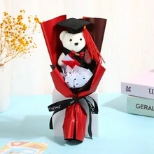 1 pieza Ramo de oso de peluche de dibujos animados, regalo del Día del Maestro para el profesor, regalo de temporada de graduación para estudiantes universitarios - Multicolor - Ver 7