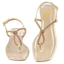 Women's Flat Sandals Flat Rhinestone Fashion - 金色 - 查看 3