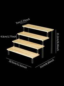 1 件木制阶梯式展示架,多层木制阶梯式活动人物香水化妆品收纳架 - 米色 - 查看 27