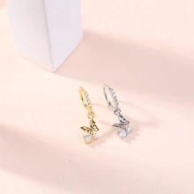 1 件时尚性感蝴蝶设计镶嵌方晶锆石穿孔戒指女孩和女孩珠宝金色银色 - Nose rings - 查看 6