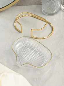 1 khay đựng xà phòng không cần khoan, khay đựng xà phòng viền vàng dùng trong gia đình, khay phong cách Bắc Âu dùng cho phòng tắm và nhà bếp, hộp đựng đồ không thấm nước, thích hợp cho bồn rửa nhà bếp, phòng tắm và phòng khách - Nhiều màu - Xem 5