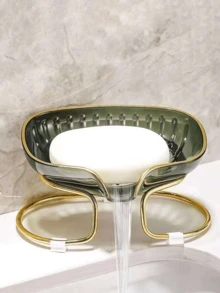 1 khay đựng xà phòng không cần khoan, khay đựng xà phòng viền vàng dùng trong gia đình, khay phong cách Bắc Âu dùng cho phòng tắm và nhà bếp, hộp đựng đồ không thấm nước, thích hợp cho bồn rửa nhà bếp, phòng tắm và phòng khách - Nhiều màu - Xem 9
