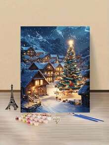 Dipinto digitale fai-da-te glamour per la notte di Natale: illumina la vita creativa, raffigura un mondo colorato. Dipinto digitale fai-da-te, inizia il tuo viaggio nell'arte. È il perfetto connubio di creatività e divertimento, un'esperienza interattiva