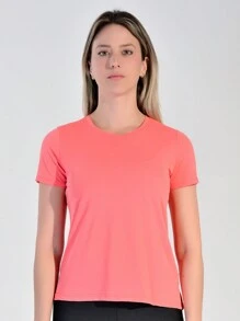 POLYAMIDE FITNESS T-SHIRT WITH COLD TOUCH - 珊瑚粉 - 查看 2