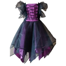 Children's Halloween Classic Purple Luxurious Witch Fancy Dress - 黑色 - 查看 1