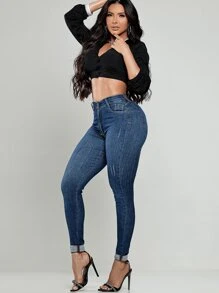 Divas Jeans Women's High-Rise Jogger Shaping Jeans - 中等水洗藍 - 查看 3