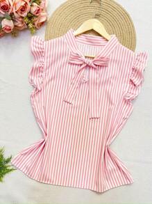olinka modas Olinka Fashion Tank Top With Ruffle Sleeves And Tie Front - Hồng - Xem 3