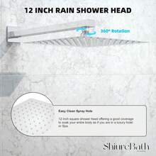 12 Inch Shower System With Tub Spout, 3 Function Bathtub Shower Faucet Set, Wall Mounted Bathroom High Pressure Shower Head With Handheld Sprayer Rough In Valve Body And Trim - Chrome - View 2