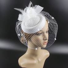 1 Pc Retro Fascination Hat Women Flower Mesh Sinamay Feathers Fedoras Hat Headband Hair Clip Cocktail Tea Party Headwewar Mini Hat Tiny Hat Derby Hat Mini Cap