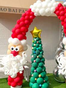 Conjunto de 62/124/41 globos para fiesta de Navidad, incluye globos de látex de Papá Noel rojos y globos de látex de árbol de Navidad con estrellas doradas, para arco, columna, decoración navideña de cuento de hadas, decoración del ambiente de Papá Noel, decoración interior y exterior, Año Nuevo, cumpleaños, Halloween, decoración de Halloween