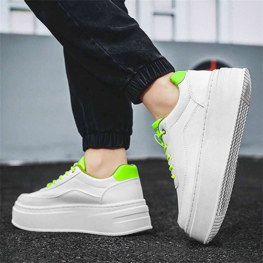 Classic Men's Casual White Sneakers Thick Sole Low Top Vulcanized Shoes