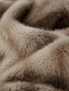 女士假皮草外套 - 棕色 - 查看 7