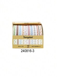 10 Cuộn/Hộp, Băng Keo Washi Họa Tiết Hình Học Cổ Điển, Cuộn Nhãn Dán Thiết Kế Sáng Tạo Đơn Giản, Tươi Mát Và Đơn Giản, Vật Liệu Trang Trí Nền Sổ Kế Hoạch Tự Làm, Băng Keo Che Thời Trang Và Tinh Tế, Trang Trí Sổ Lưu Niệm Trở Lại Trường Học - Nhiều màu - Xem 21