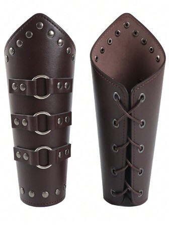 1PC Medieval Viking PU Leather Wristband Renaissance Historical Knight's Wristguard For Renaissance Viking Faire Larp Halloween Costume Accessory