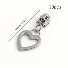 10 piezas Cierres de cremallera decorativos en forma de corazón negro de nailon para bolsas, ropa, chaquetas, manualidades y costura DIY