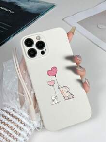 1个白色TPU卡通大象兔子图案防震手机壳和1条白色硅胶腕带，兼容 - 彩色 - 查看 2