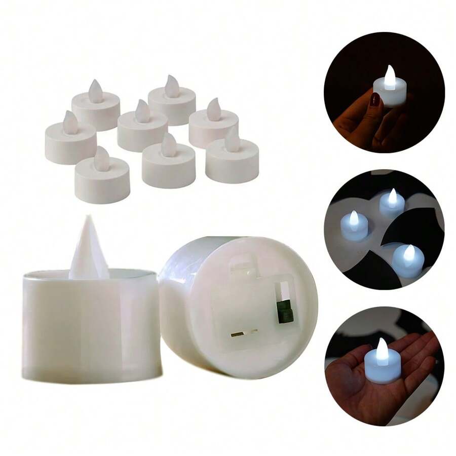 Nến LED 4.2x4cm Trang trí tiệc và không khí 1 đơn vị, Trang trí nhà cửa, Máy sưởi nến, Quà tặng, Nến LED, Nến giả - trắng - Xem 1