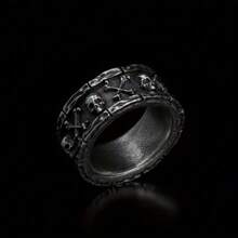 1 chiếc nhẫn đầu lâu cổ điển - Nhẫn đầu lâu Gothic - Nhẫn xe đạp - Nhẫn Viking - Trang sức cướp biển - Màu Bạc Cổ - Xem 2