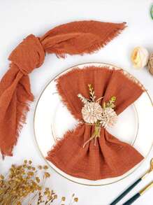 2/6/12/300pcs Simple Fresh Fringed Cloth Napkins, Soft & Absorbent, Suitable For Party, Wedding, Restaurant, Dining Table Decor