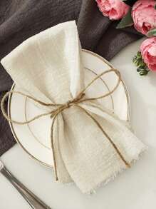 2/6/12/300pcs Simple Fresh Fringed Cloth Napkins, Soft & Absorbent, Suitable For Party, Wedding, Restaurant, Dining Table Decor