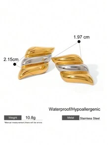 1 paire Boucles d'oreilles géométriques, Boucles d'oreilles en acier de titane exquises à double anneau, Boucles d'oreilles minimalistes en forme de croix, Petits anneaux de deux couleurs, Cadeaux quotidiens pour Noël et fêtes