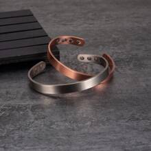 Pure Copper Bracelets For Men Matte Adjustable Cuff Vintage Magnetic 9mm Wide Energy Health Bangles Jewelry Resizable - Matte - View 6